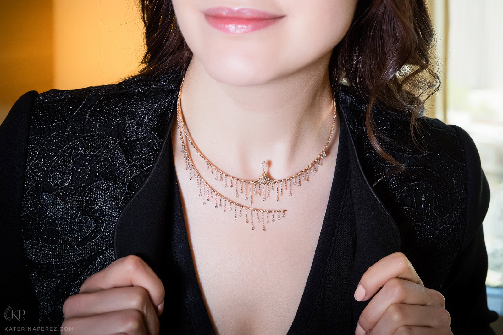  Mike Joseph Waterfall necklace in gold and diamonds