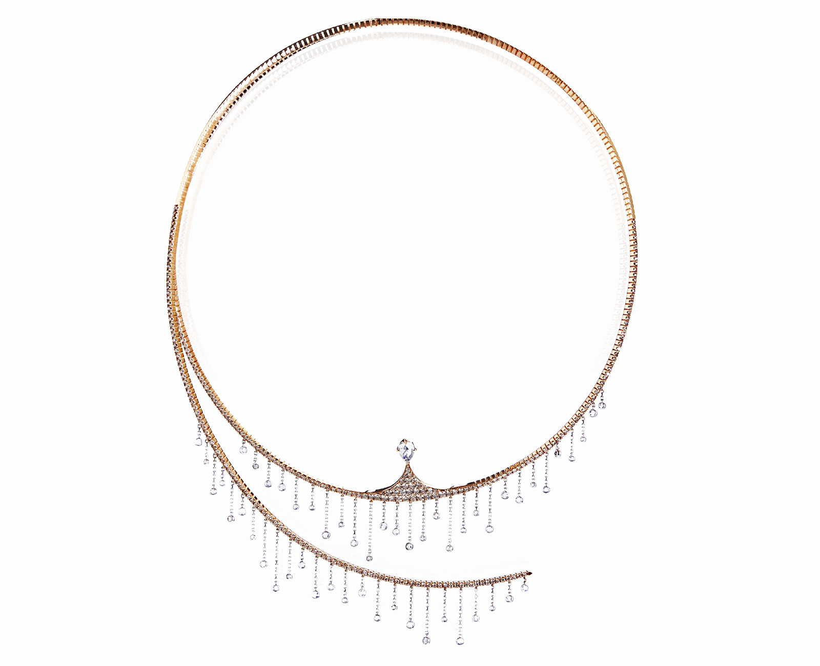 Mike Joseph Waterfall necklace in gold and diamonds