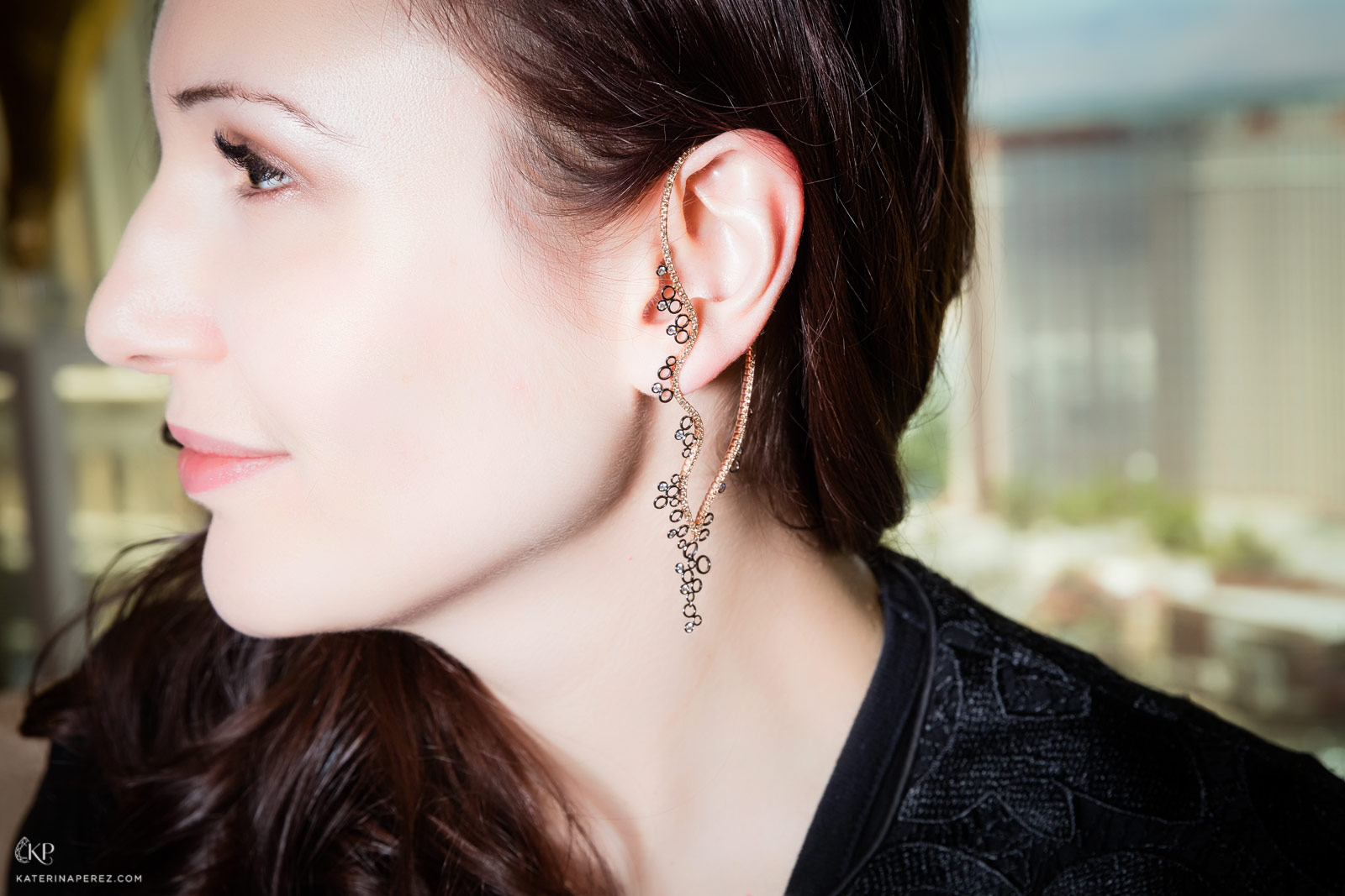  Mike Joseph Bubbles earrings in rose and black gold with diamonds