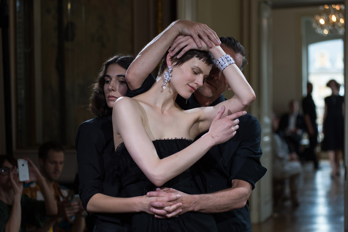 Boucheron Architecture Inspiré earrings and cuff bracelet with diamonds and onyx