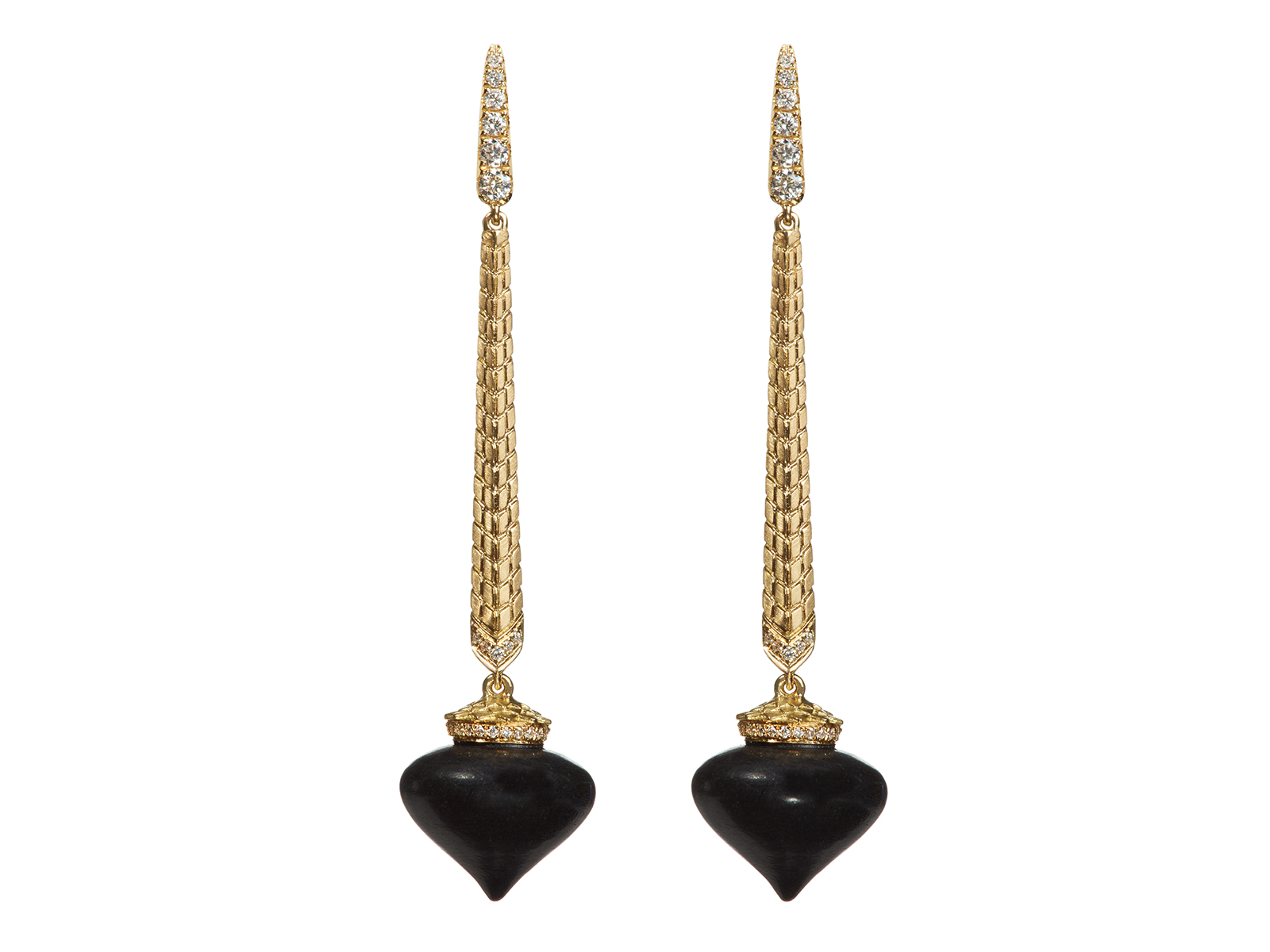  Annoushka 18К Yellow Gold, Diamond&Ebony Touch Wood Earrings
