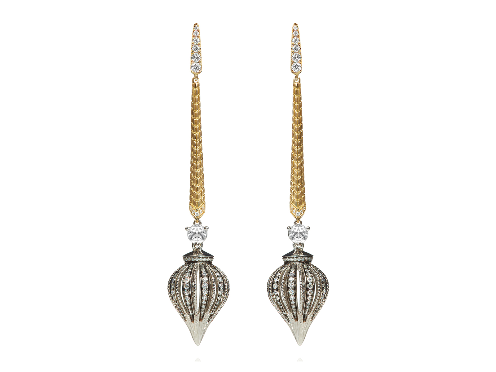  Annoushka 18К Yellow Gold, Diamond&Ebony Touch Wood Earrings