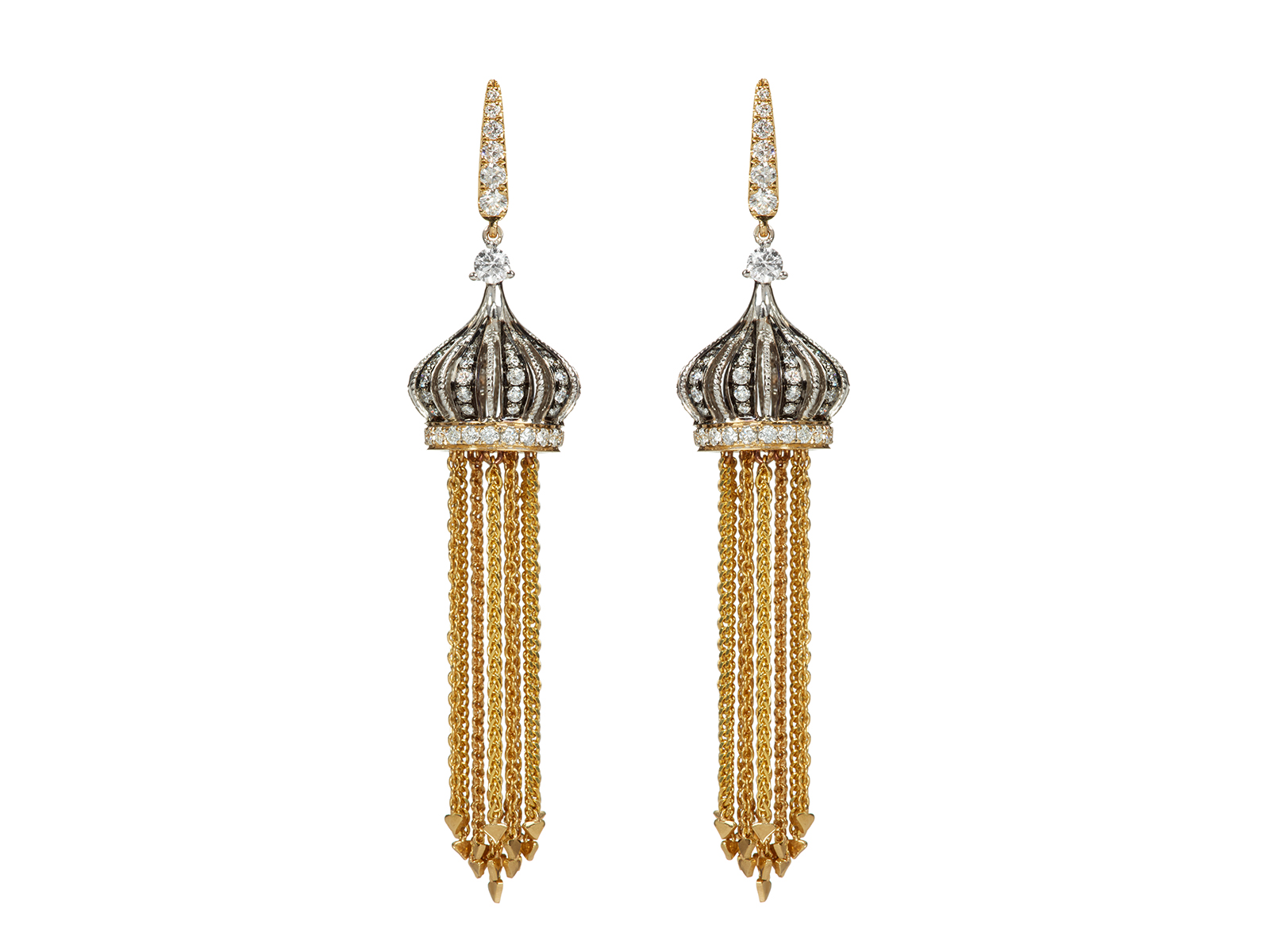  Annoushka 18К Yellow Gold, Diamond&Ebony Touch Wood Earrings