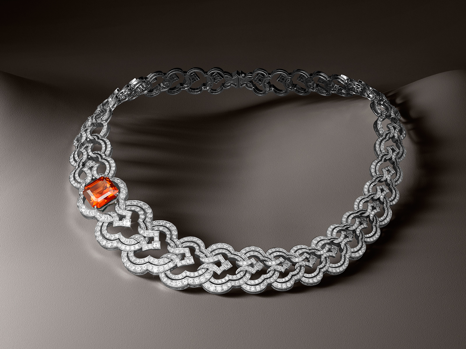  Conquêtes necklace by Louis Vuitton with cushion cut Mandarin Garnet