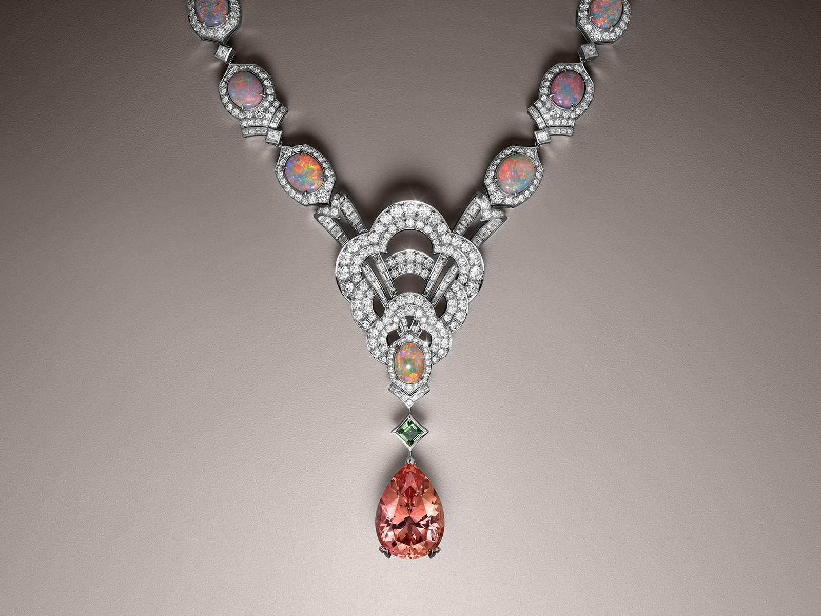 Louis Vuitton Conquêtes necklace with 37.07cts Imperial Topaz and 17 opals