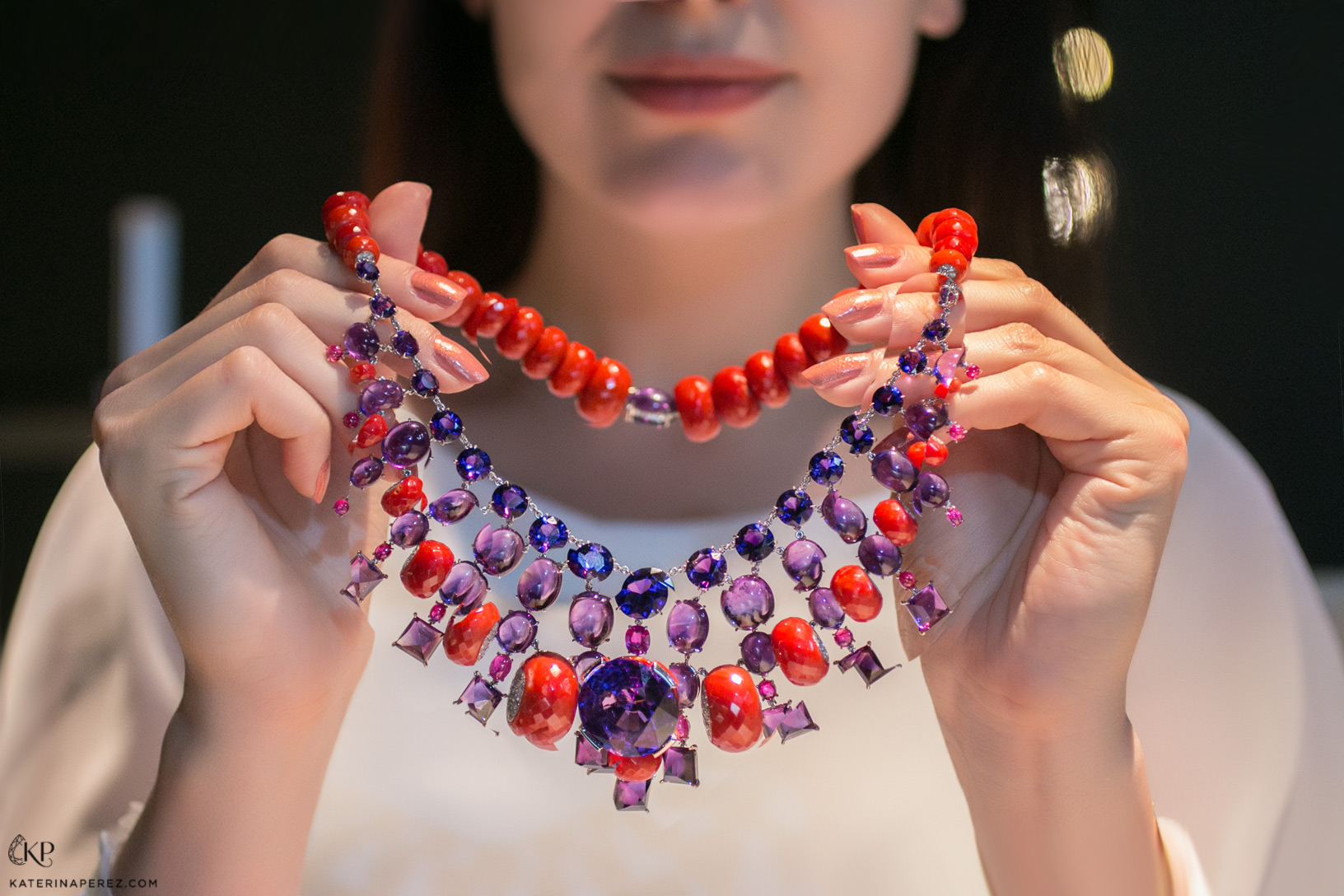Sabba necklace with coral, amethyst and diamonds at Symbolic&Chase