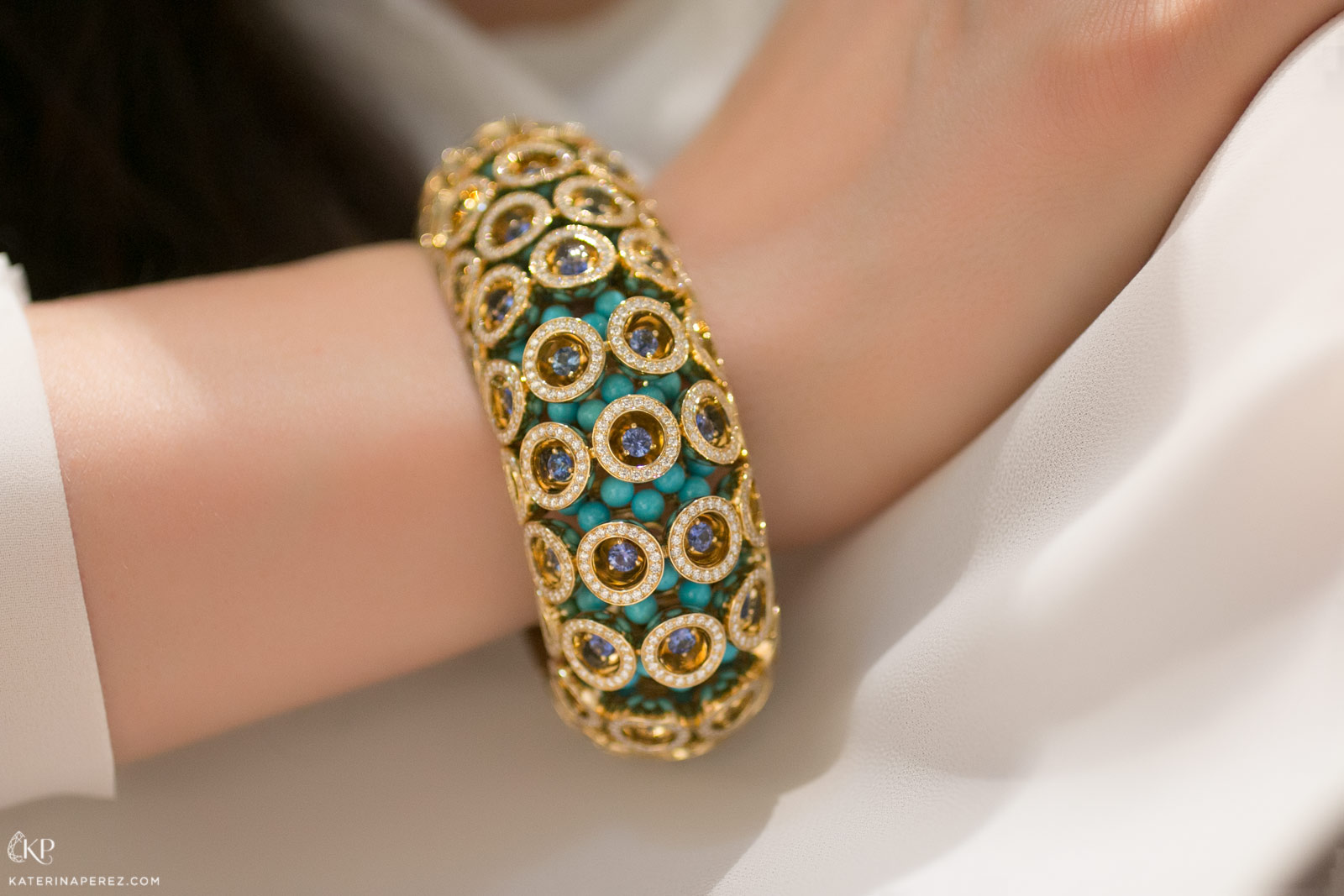 Van Cleef&Arpels Op'Art bracelet with turquoise beads, diamonds and sapphires