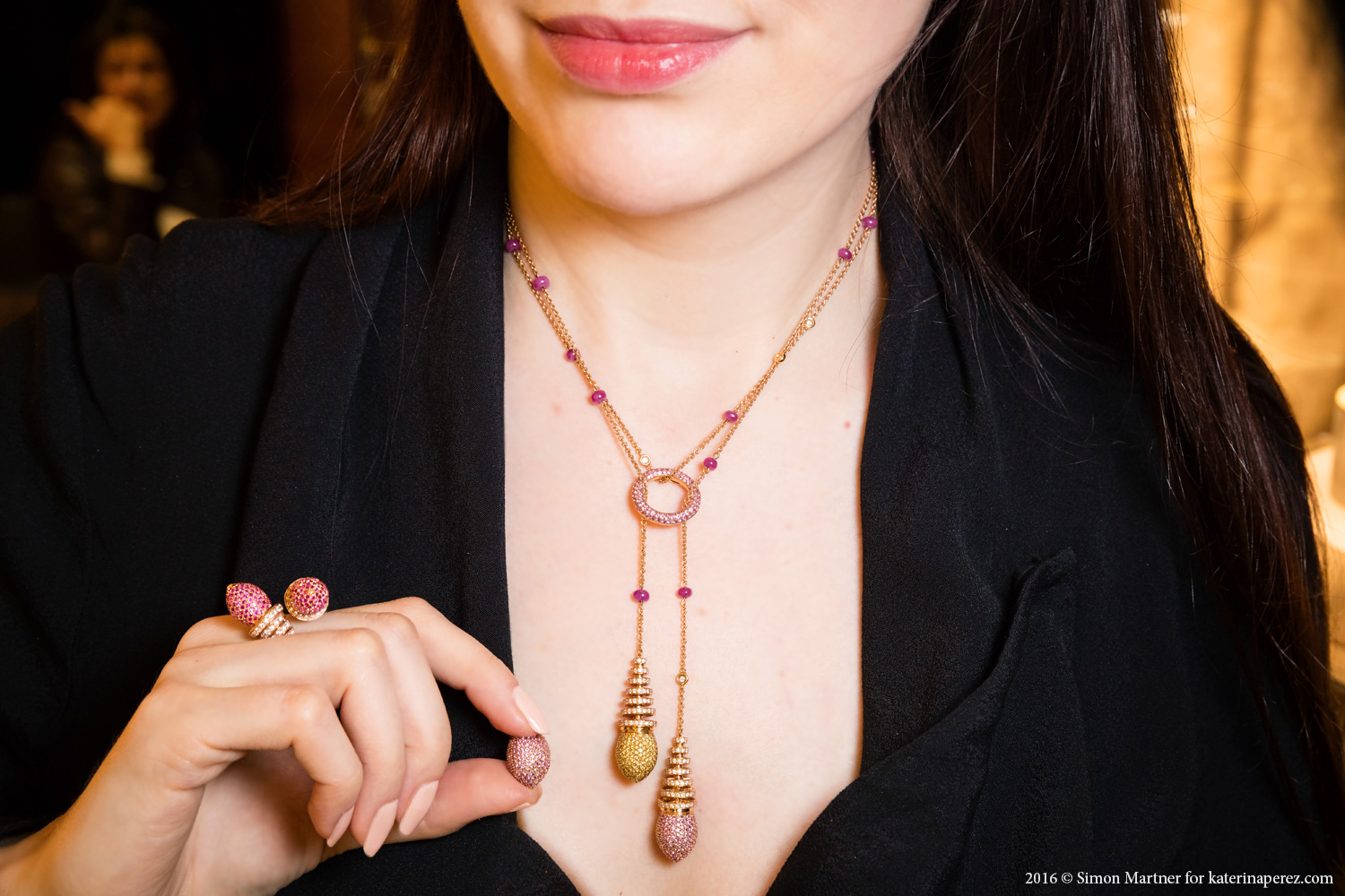 Avakian Riviera pendant and a ring with pink and yellow sapphires