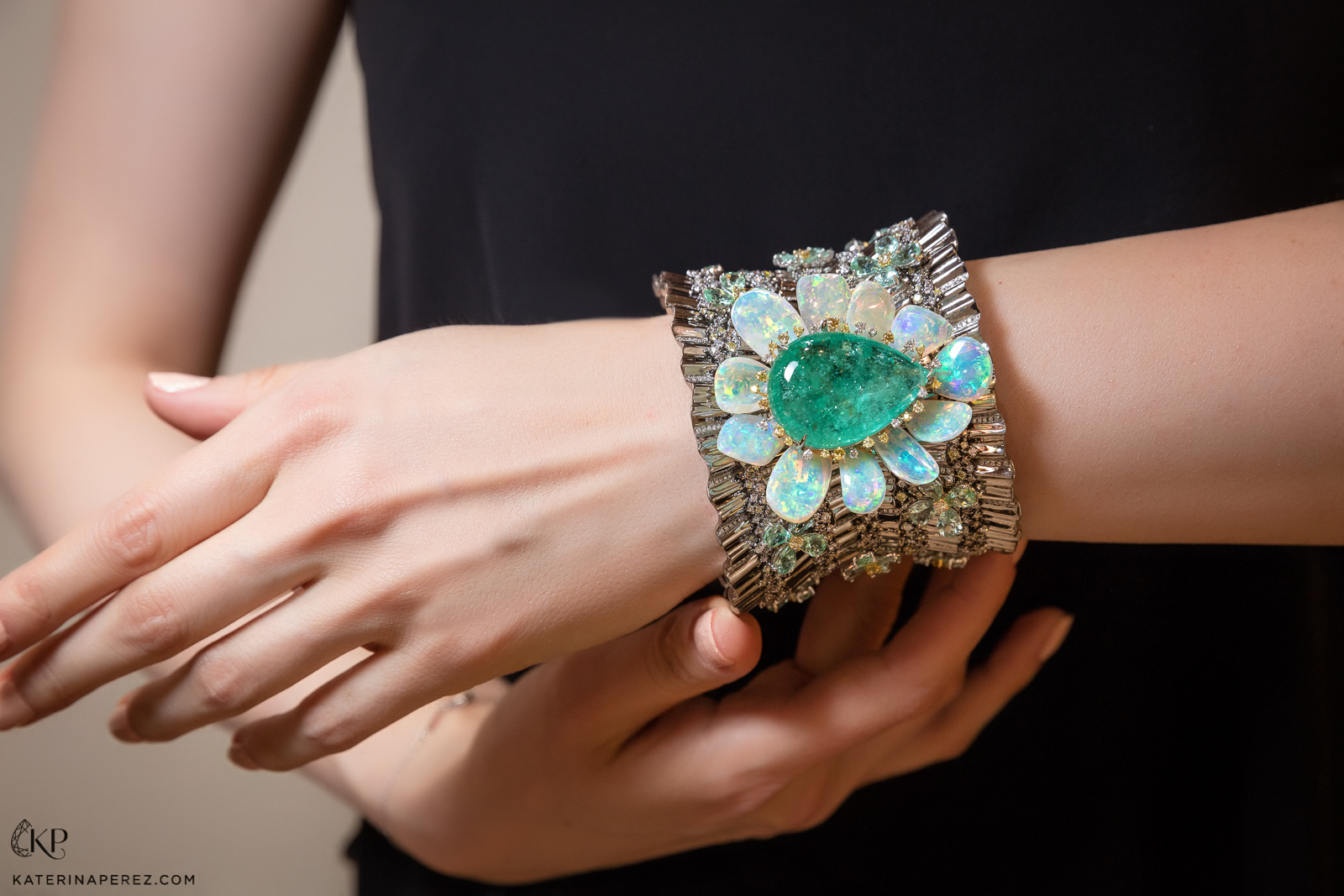  Saboo Paraiba tourmaline bracelet with opals and diamonds