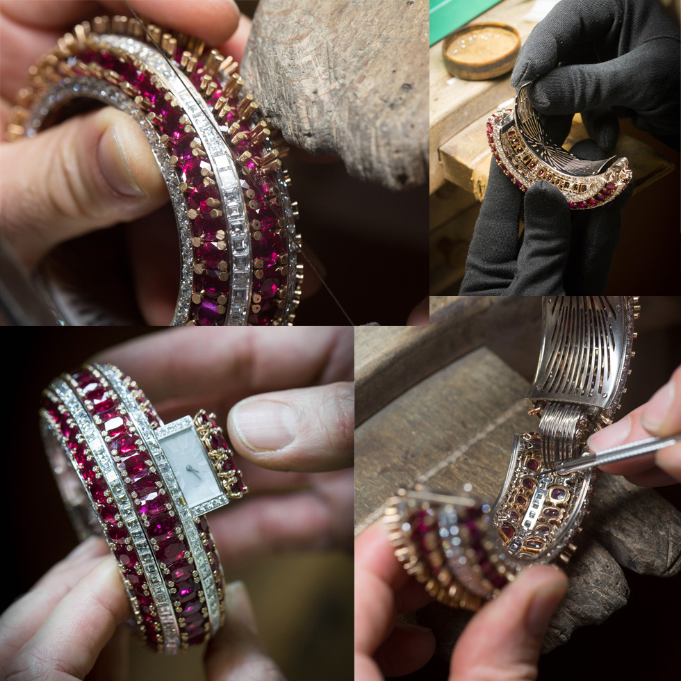 Van Cleef&Arpels Secret Rubis watch with rubies and diamonds in the making