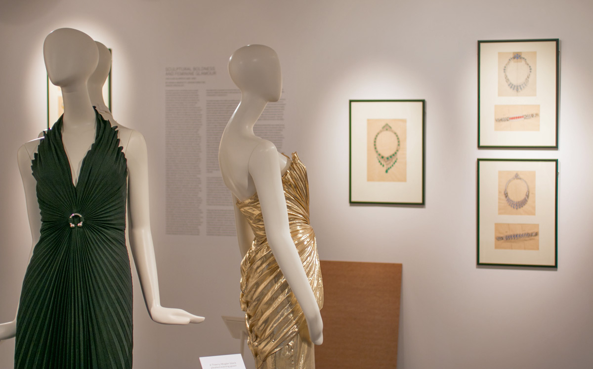 Thierry Mugler dresses circa 1980 and Van Cleef&Arpels drawings