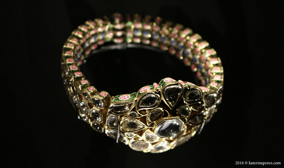  One of the bracelets in a pair made in gold, with diamonds, kundan setting. Varanasi