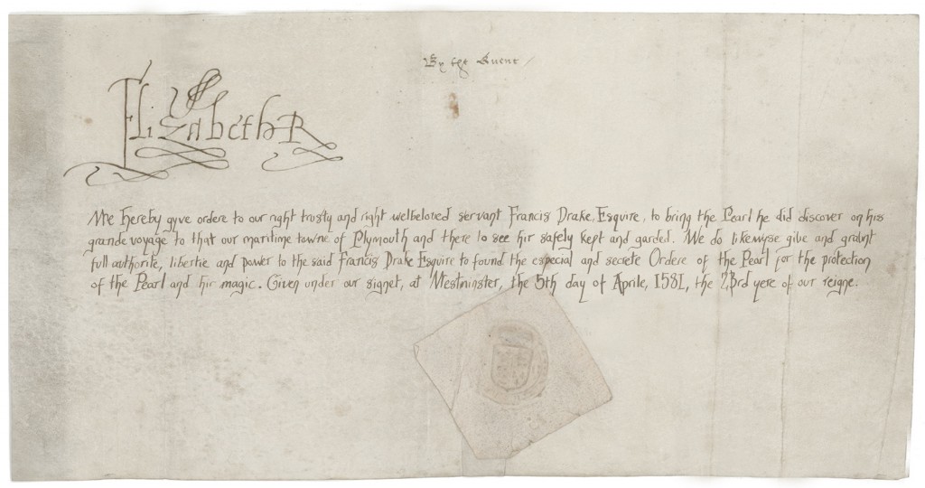 Указ Королевы Елизаветы I пирату Дрейку доставить жемчужину