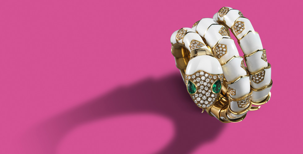 A rare enamel, emerald and diamond ‘serpenti’ bracelet watch, by Bulgari, 1970. Est. $ 650,000 – $ 690,000