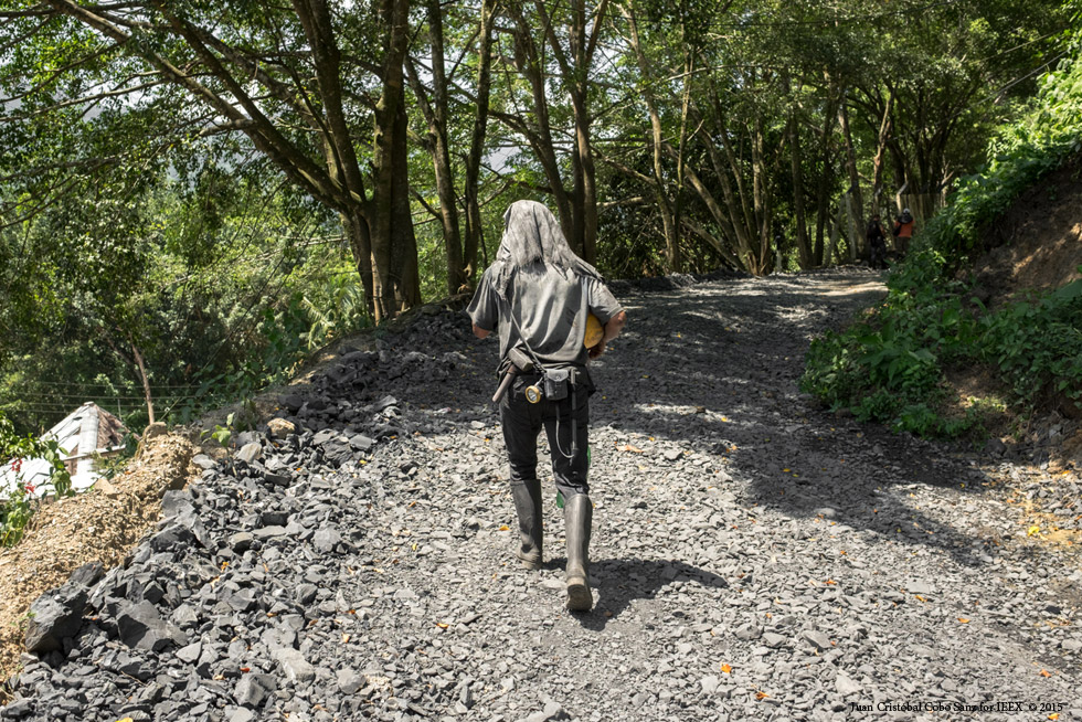  Worker leaving the mine at the end of his shift.