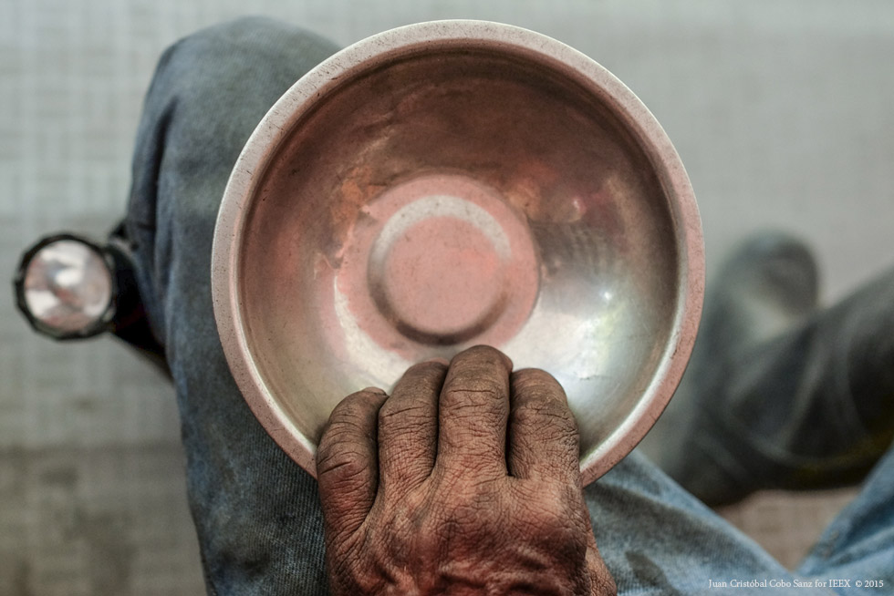   Copper dish that people use for sieving through the leftovers from the mines.