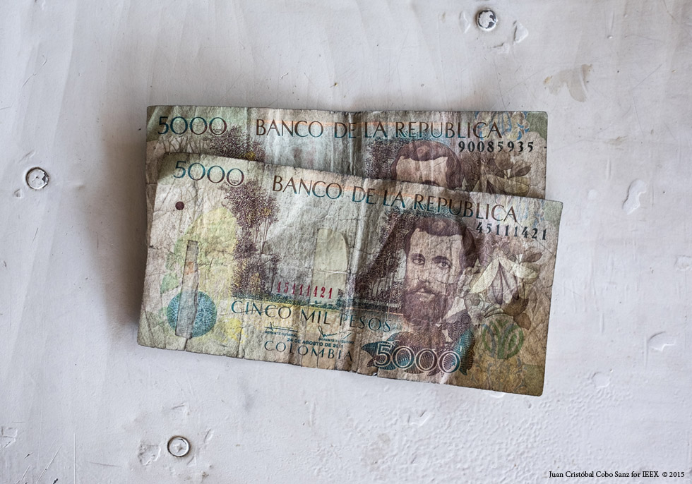  Local currency, which has been in regular use, is covered in dirt from the mines. In other parts of Colombia, notes are normally cleaner.