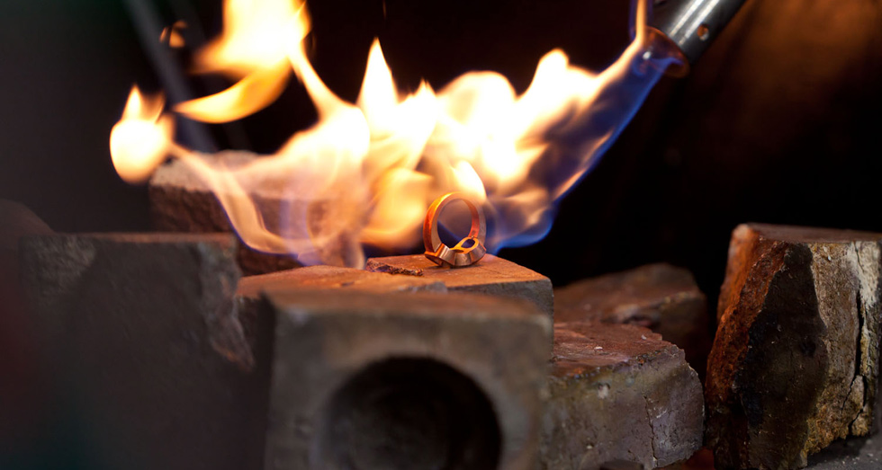 A copper ring being worked on at the Hemmerle atelier. Courtesy Hemmerle