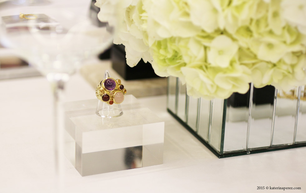  Tessa Packard Ice Cream ring in 18K yellow gold with amethyst, garnet, rose quartz, citrine, hessonite and tourmaline
