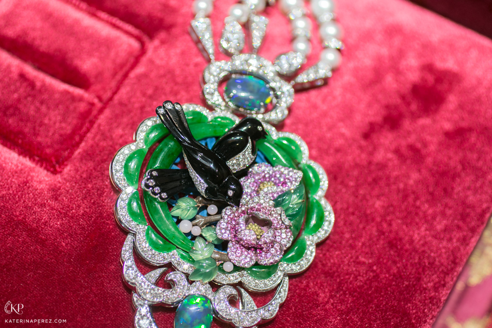  Chopard Silk Road necklace with opals, sapphires, diamonds, jade and pearls