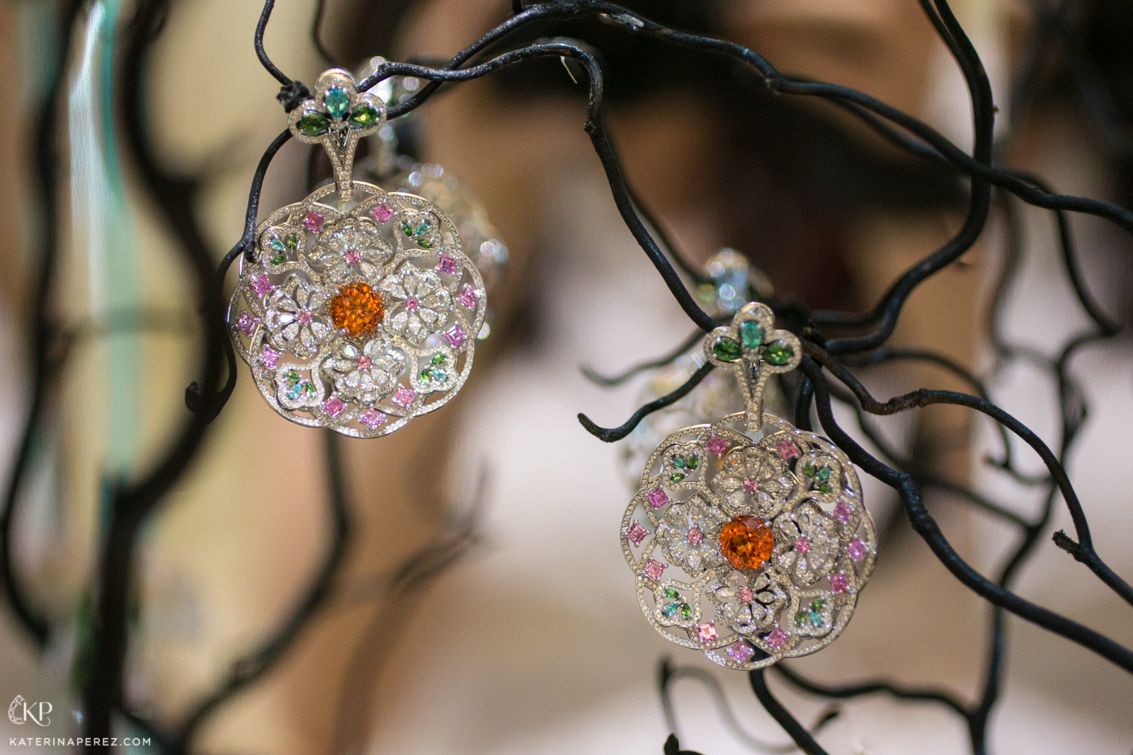  Chopard Silk Road earrings with coloured gemstones and diamonds
