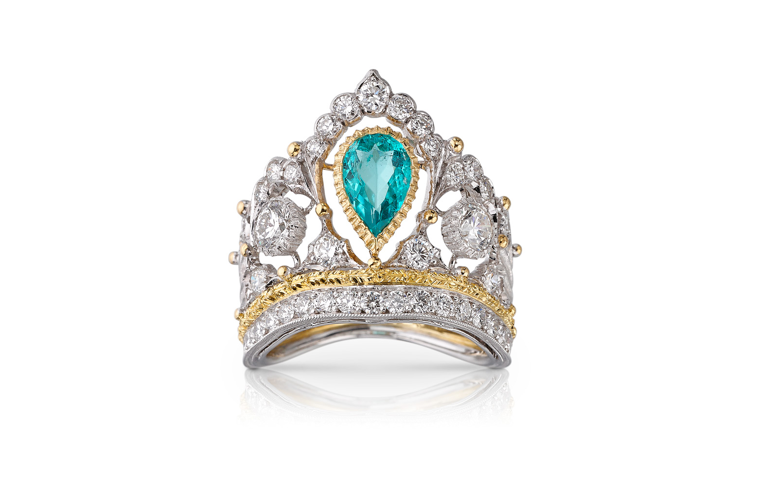 Buccellati ring with pear-shaped Paraiba tourmaline