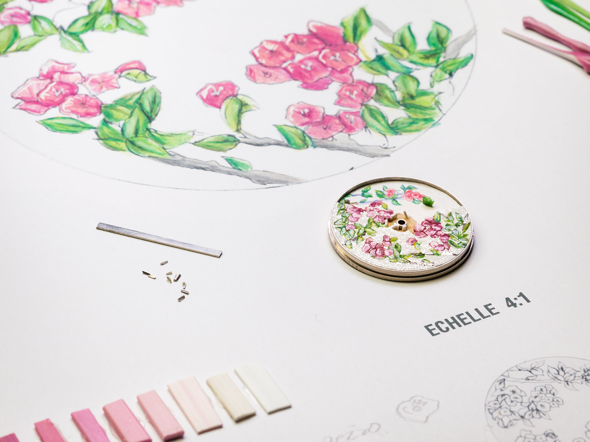  The Paper Flower Watch by Piaget - Detail of the micro-mosaic dial in the making