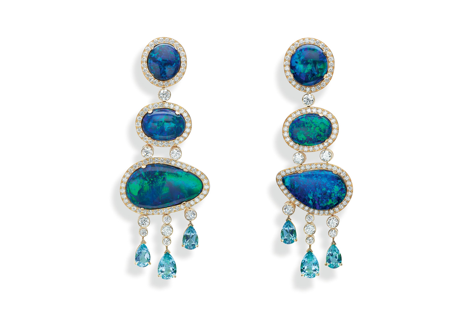  Faraglioni Earrings by Piaget with 6 fancy-cut black opals (39.48 cts)