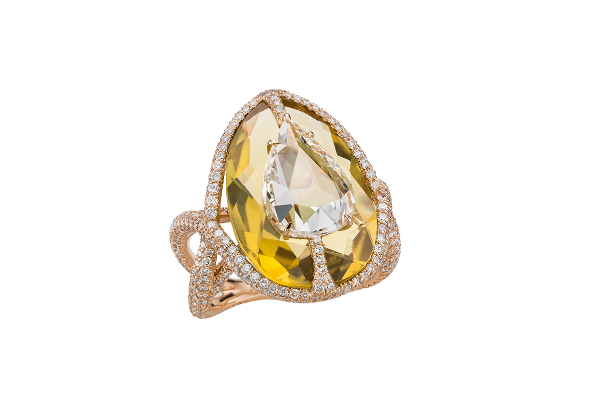  Boghossian ring with old mine diamonds in the centre