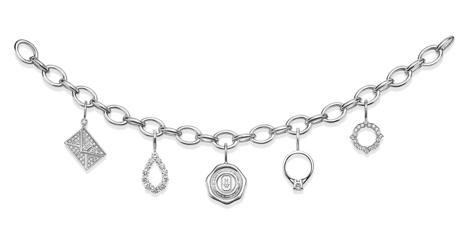 Harry Winston charm bracelet in platinum and diamonds