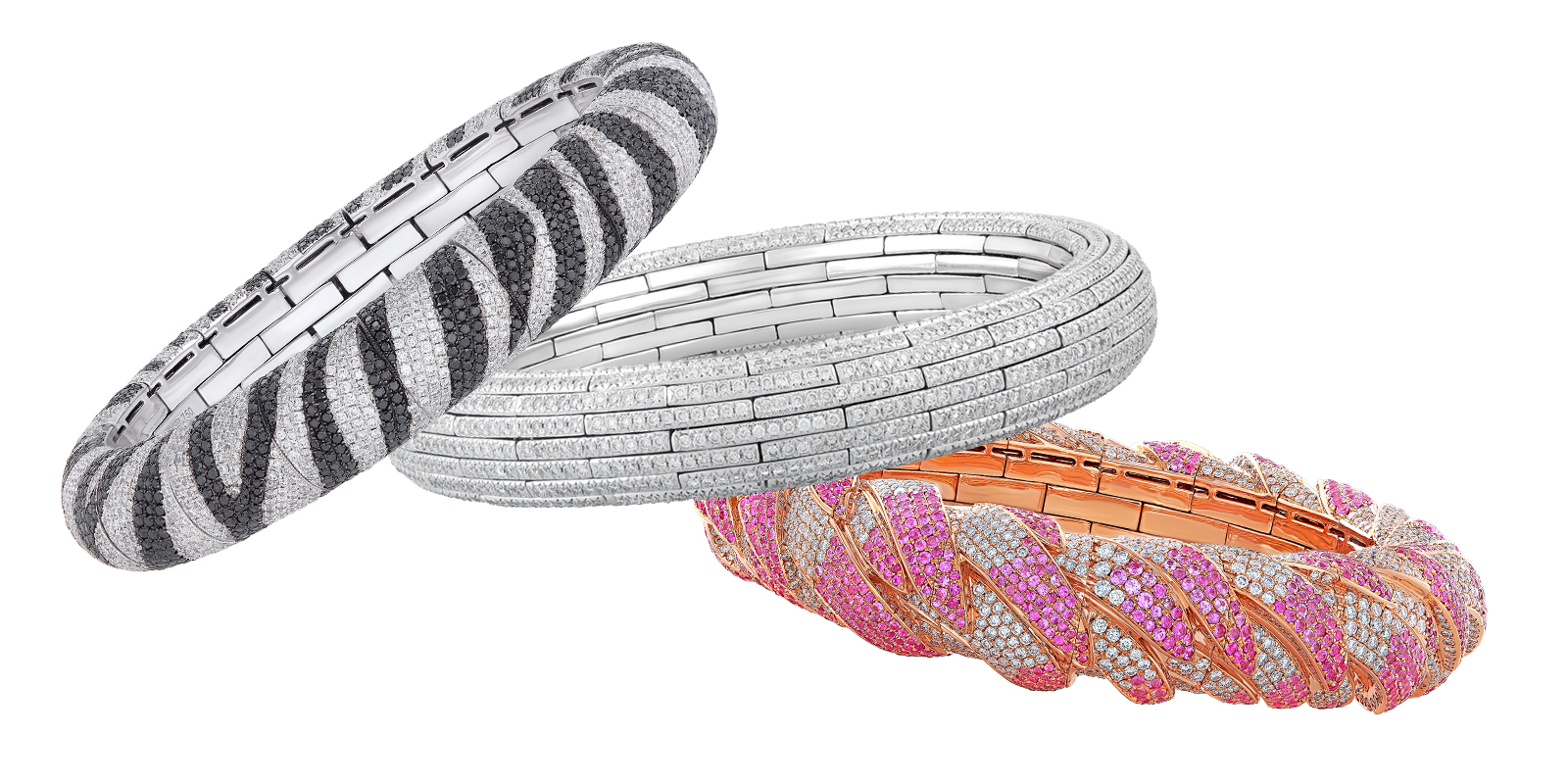 Nirav Modi bangles in sapphire, white and black diamonds