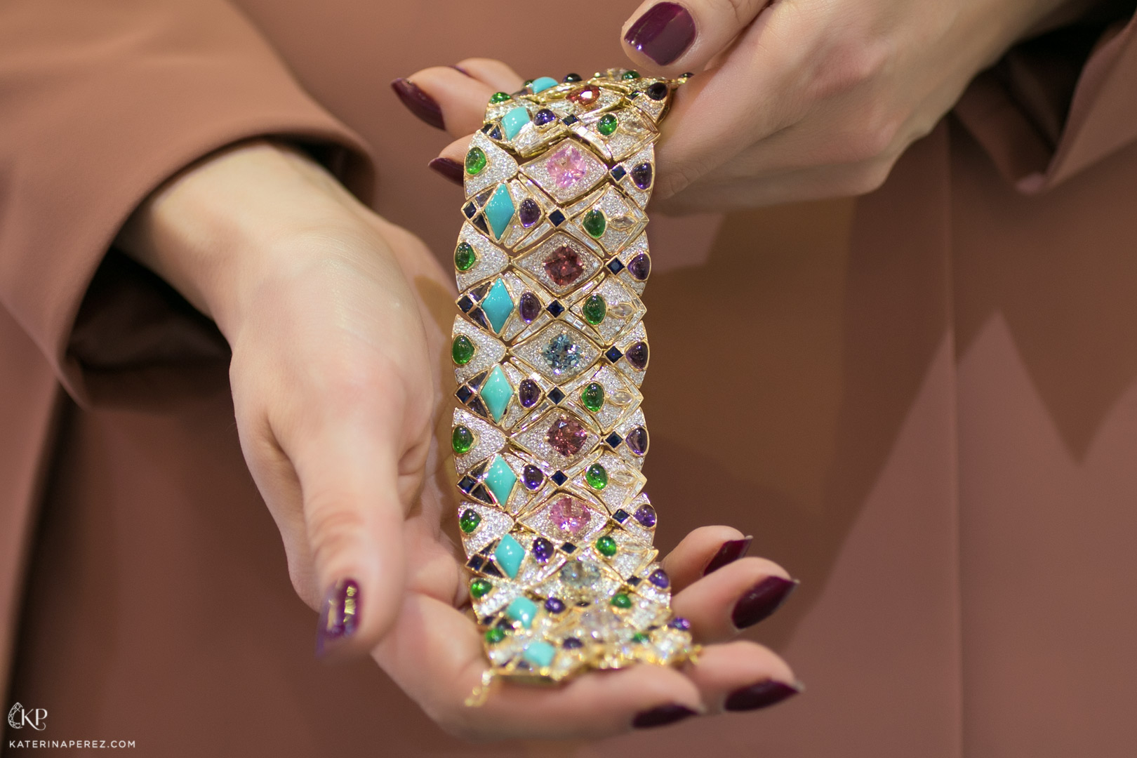 Panchoo Jewels Jaipuriya bracelet with turquoise, spinels, tanzanites, iolites and diamonds