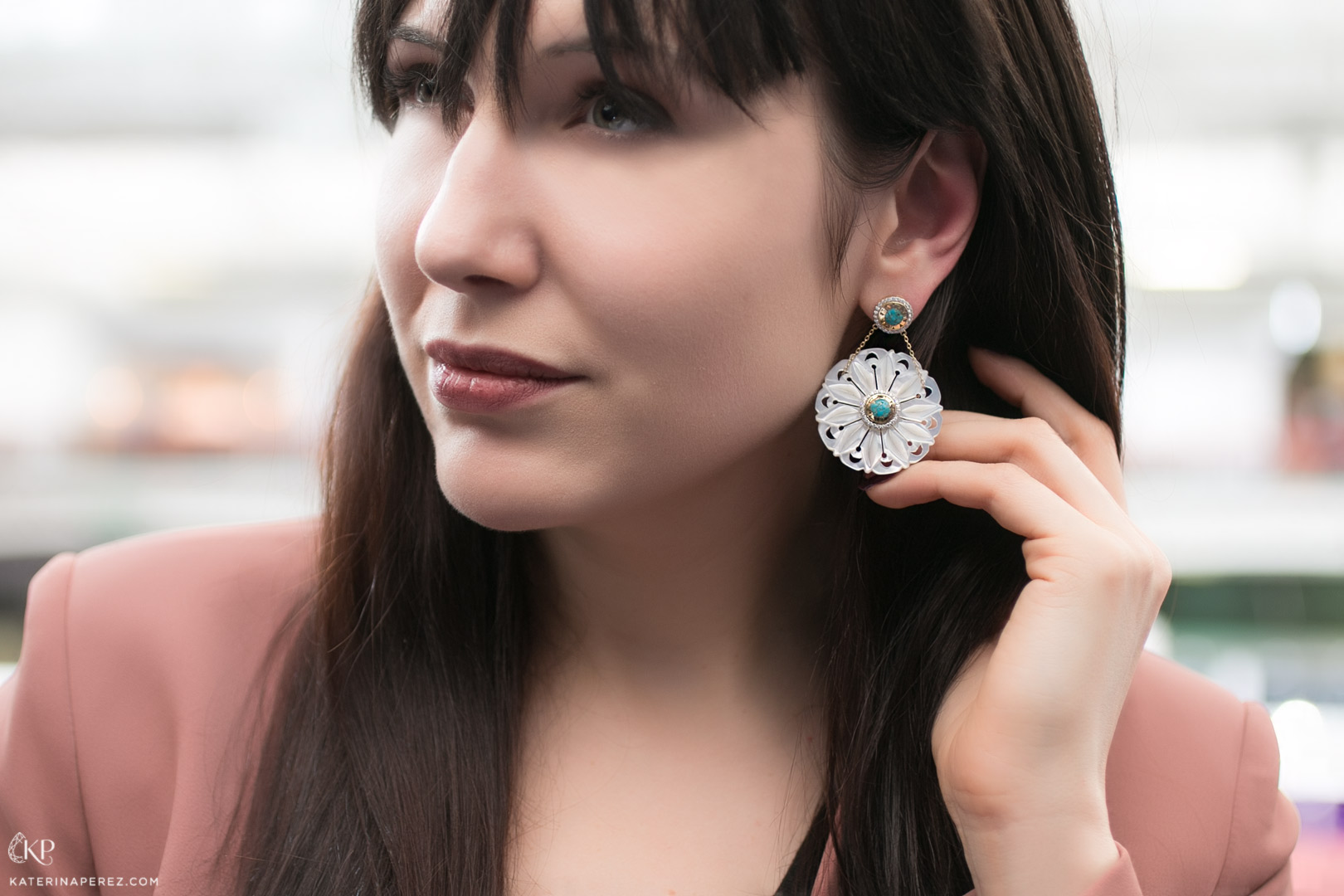 Elham&Issa Mystique collection earrings with carved mother-of-pearl
