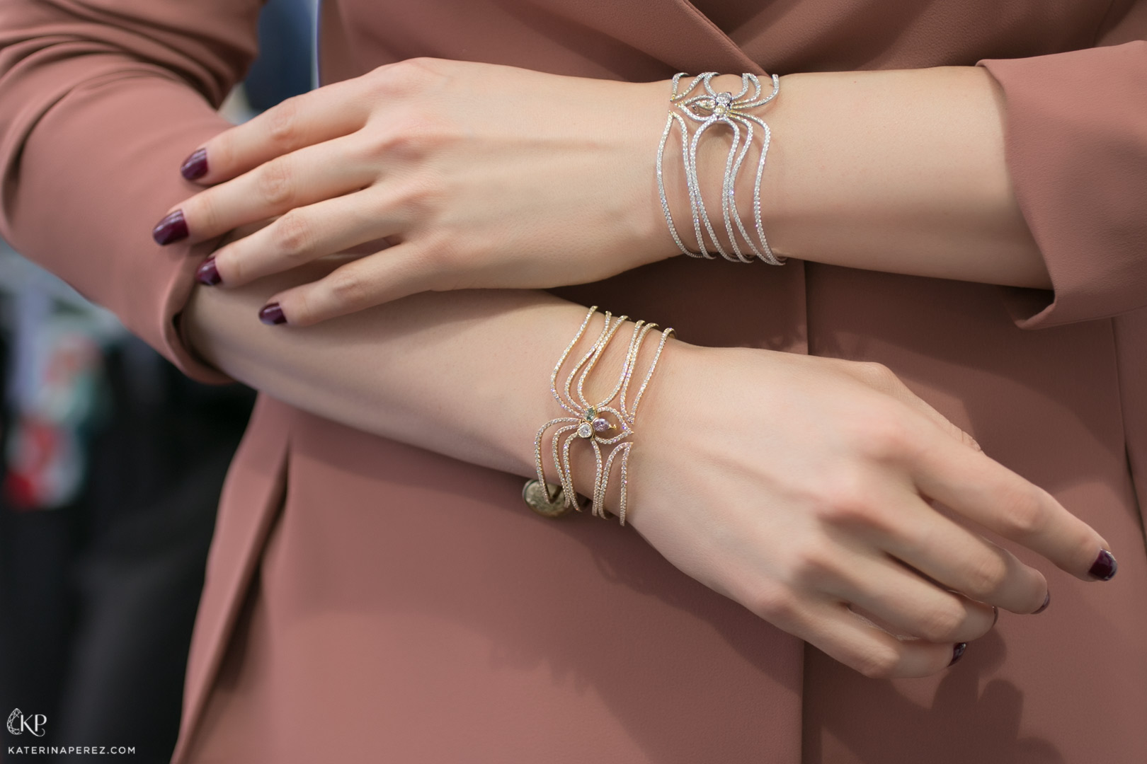  Raliegh Goss Astraeus collection bracelets with colourless and fancy colour diamonds