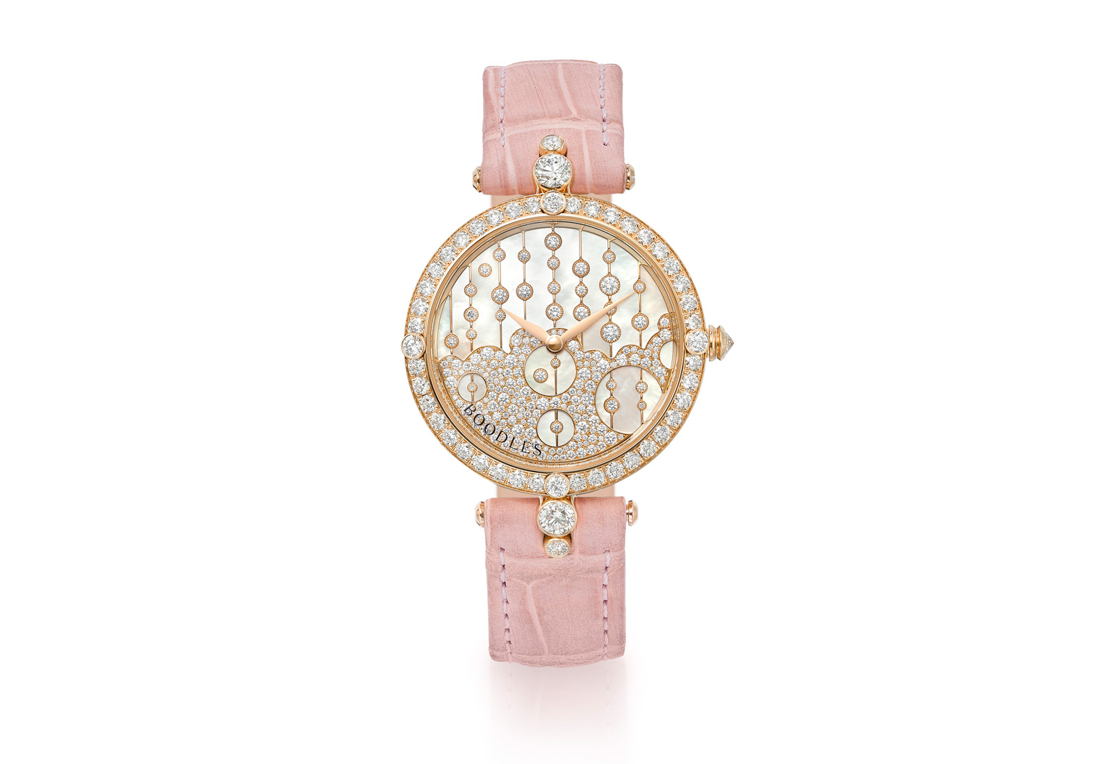  Raindance Pink Mother of Pearl Rose Gold Watch with 3.15ct of round brilliant cut diamonds