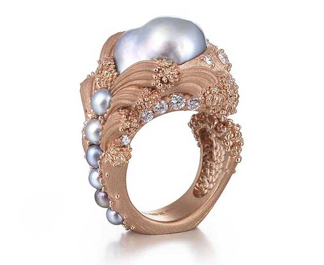Ornella Iannuzzi's "Uprising" baroque pearl ring