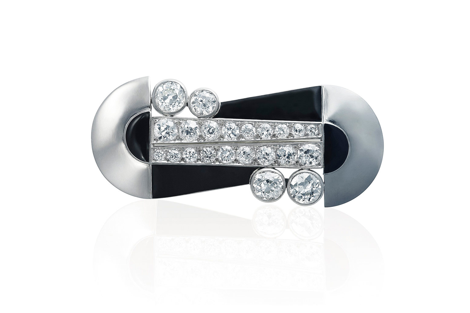  Raymond Templier brooch with old cut diamonds and lacquer