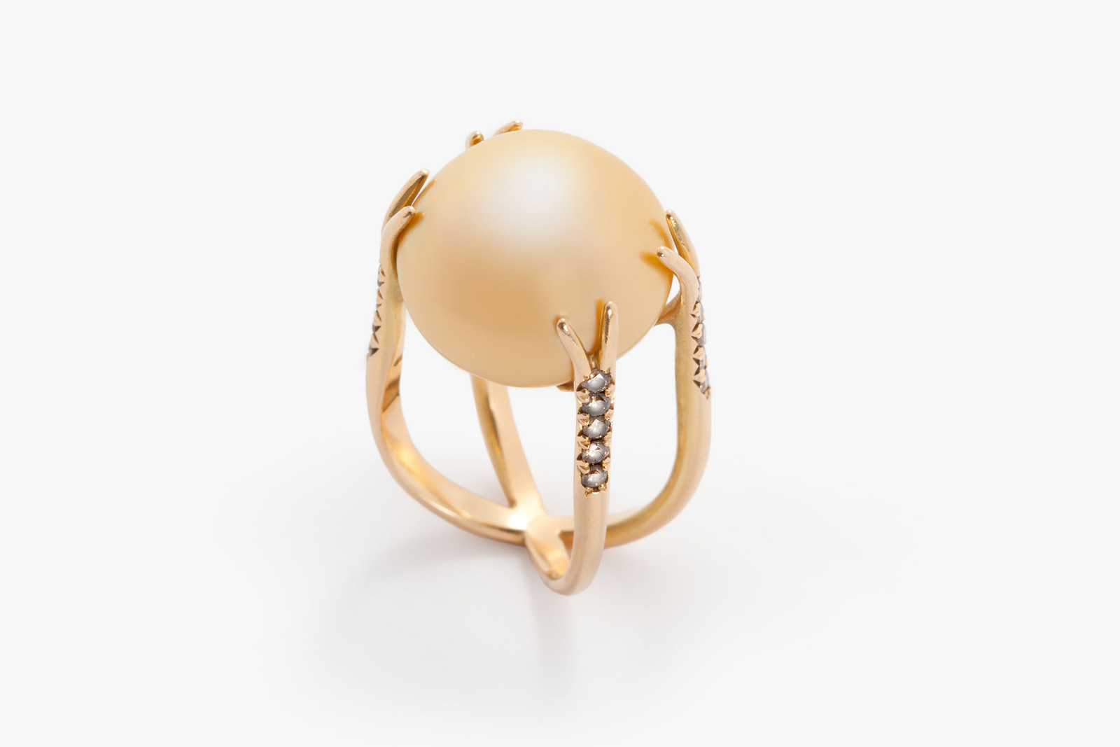  Julie Genet Frog Prince ring with a pearl and diamonds