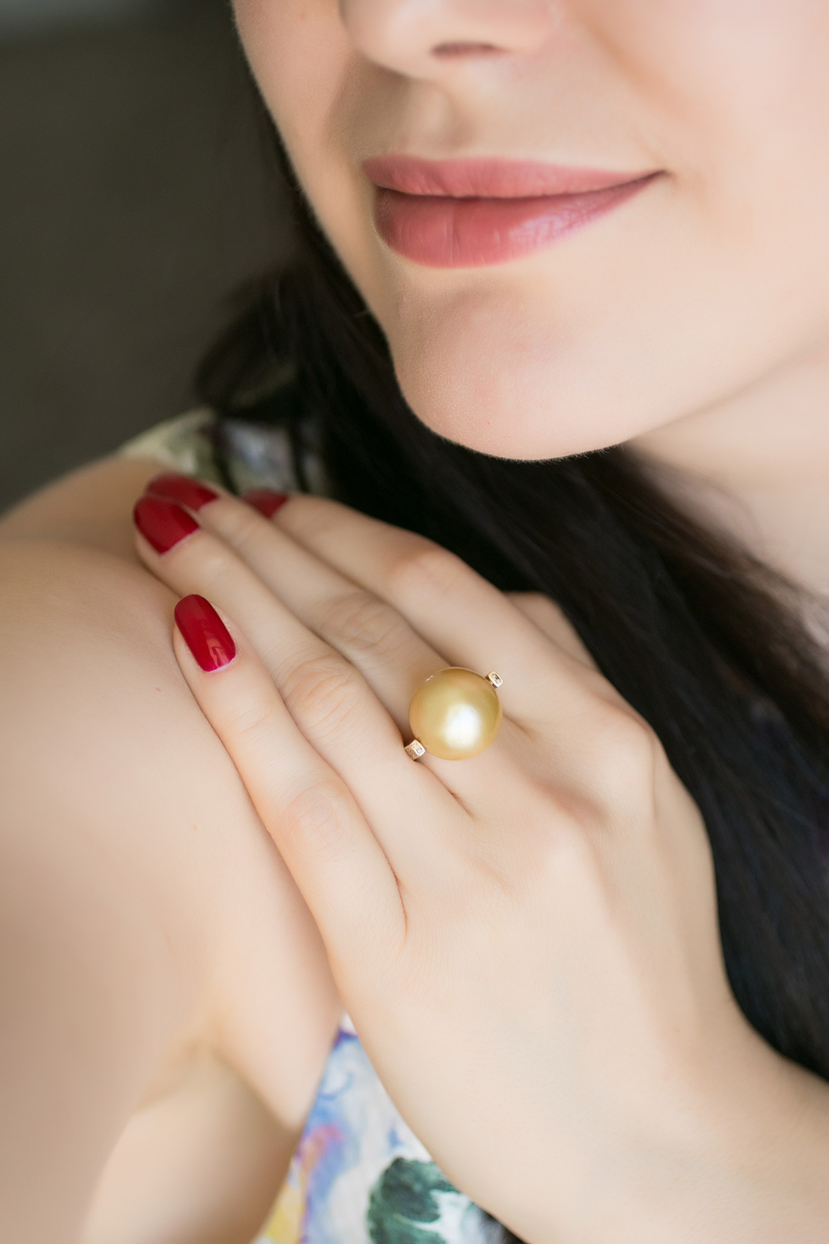  Julie Genet Galaxy ring with a pearl and diamonds