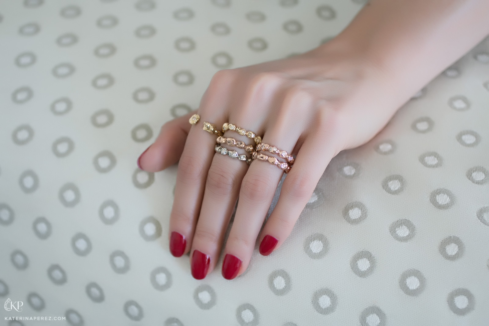  Julie Genet Meteorite ring in different colour golds