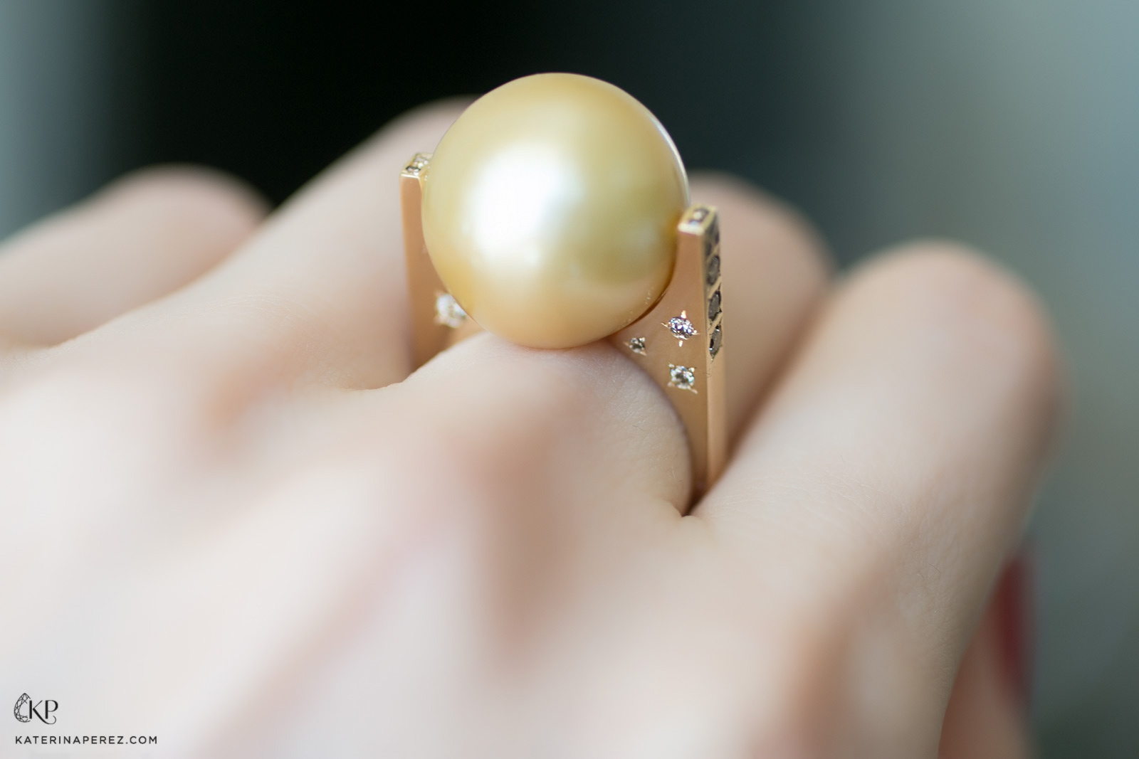  Julie Genet Galaxy ring with a pearl and diamonds