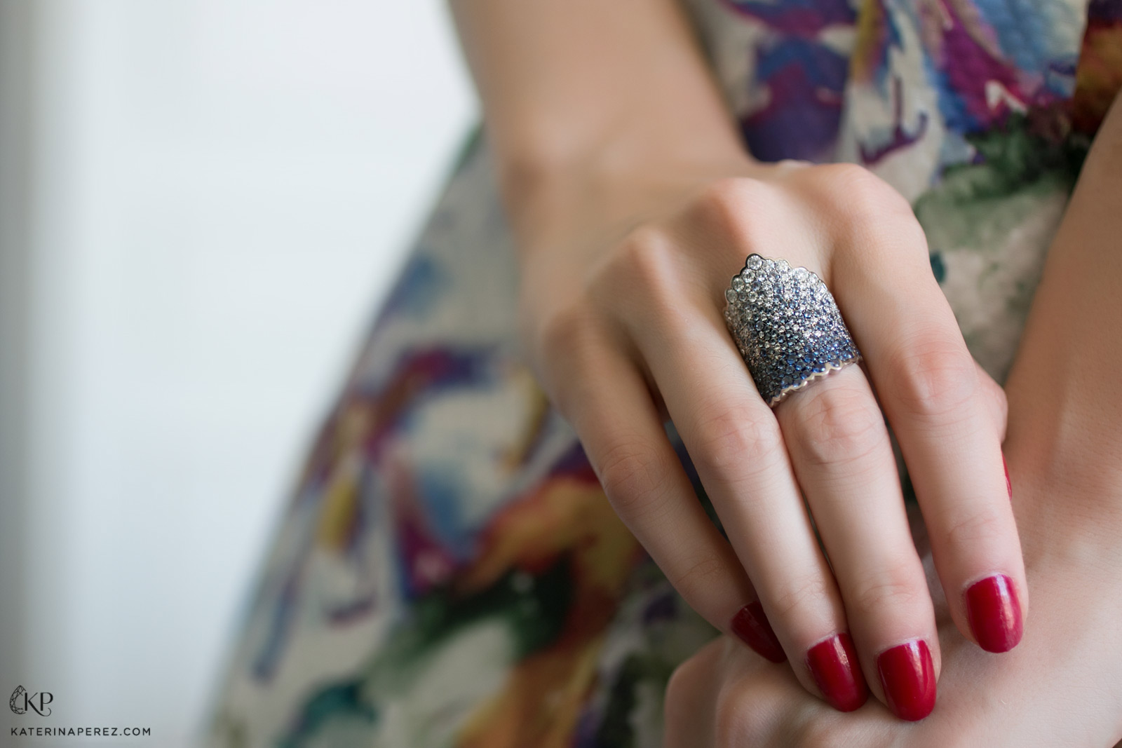  Julie Genet ring with sapphires and diamonds from the Nature collection
