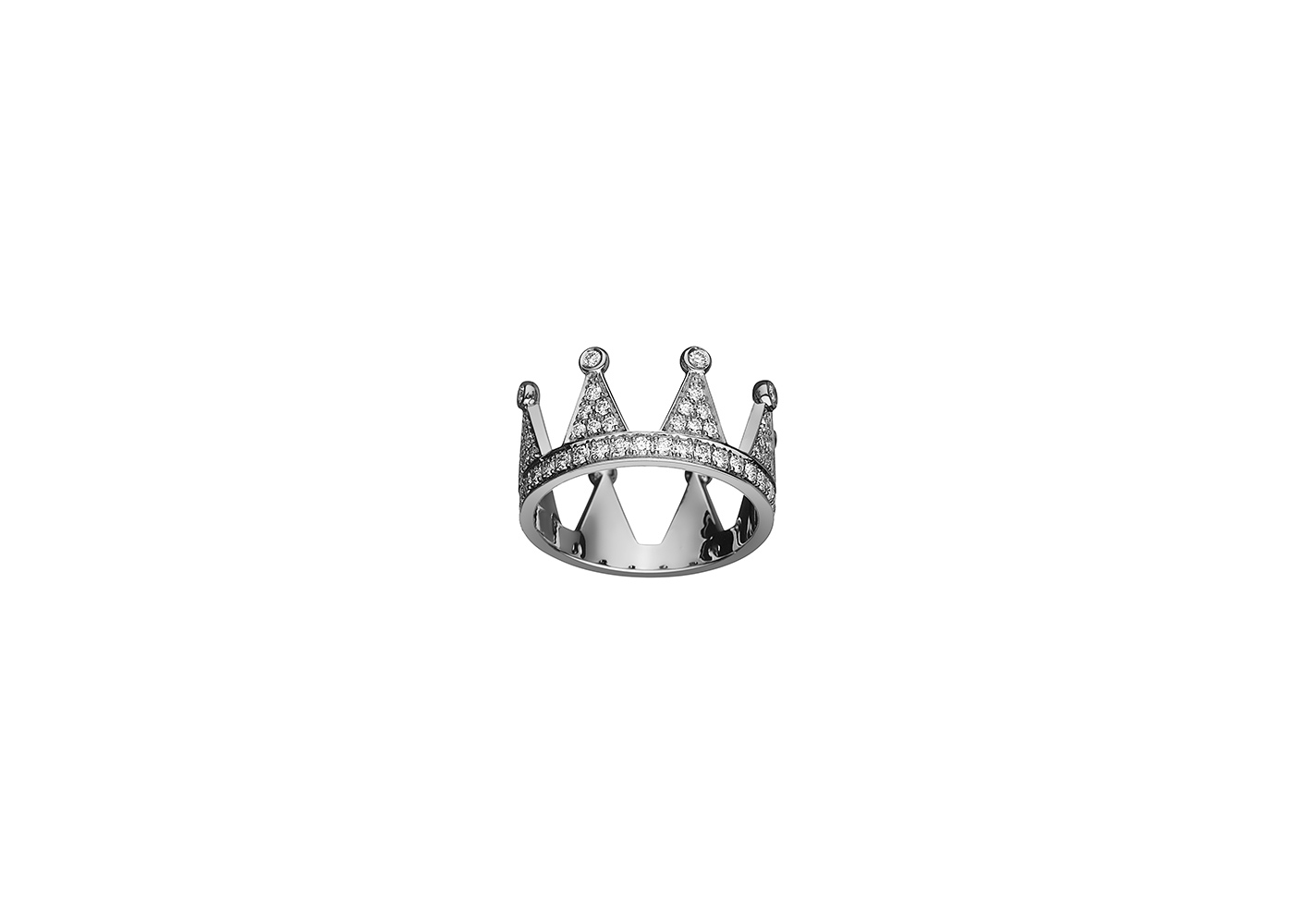  By Stolie Crown ring in black gold with diamonds