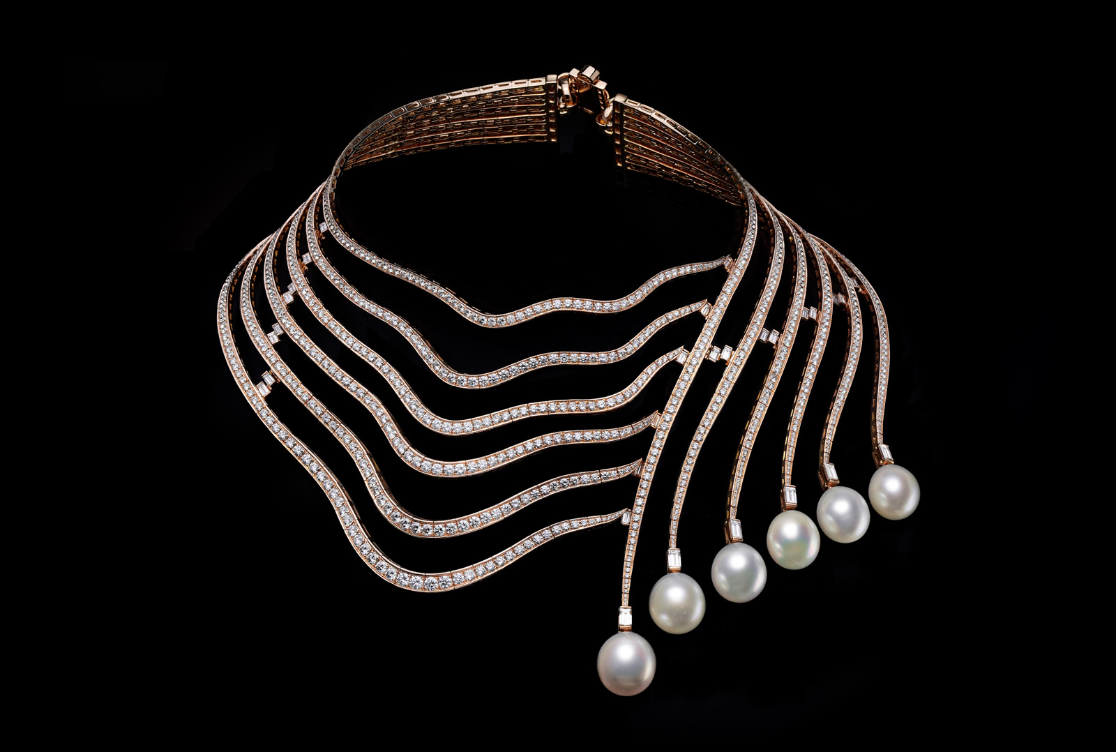 Maison Tabbah necklace with pearls and diamonds commissioned by HSH Princess Charlene of Monaco