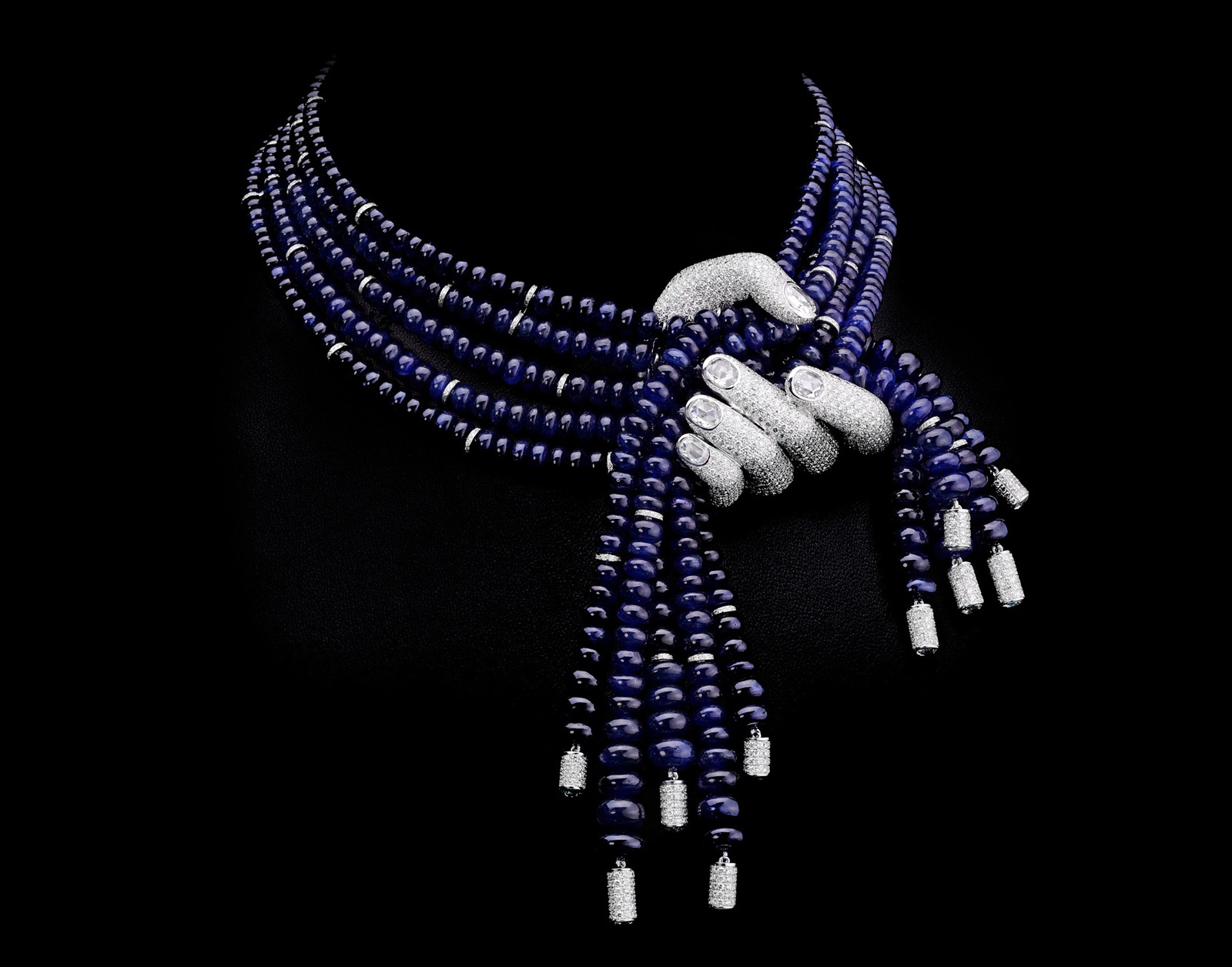 Maison Tabbah Infinite Abundance necklace with sapphire beads and diamonds