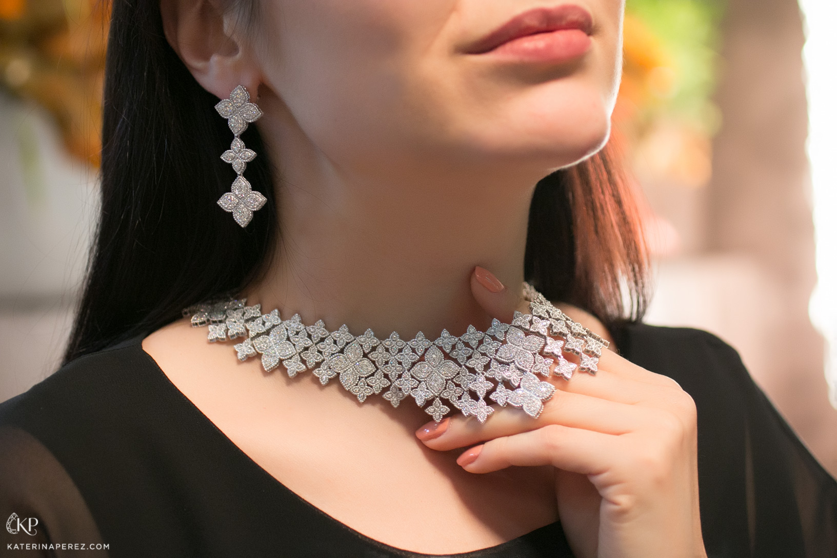 Roberto Coin 'Princess Flower' earrings and necklace with diamonds