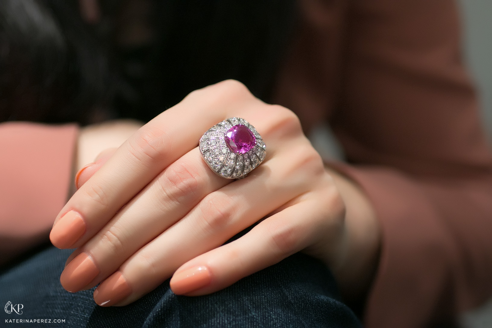 Кольцо Picchiotti с розовым рубеллитом 6.46ct и бриллиантами