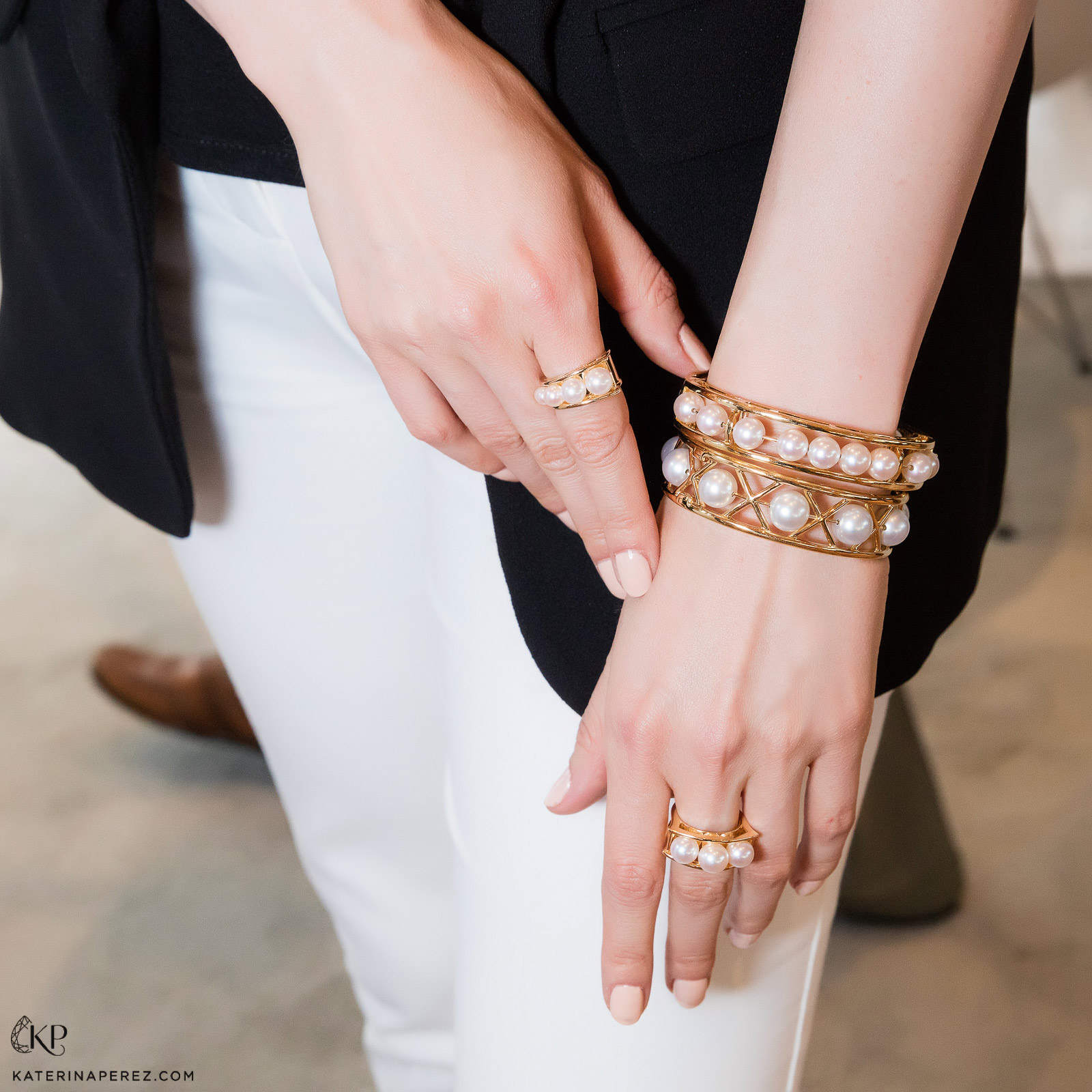  Assael Contemporary bracelets and rings with South Sea pearls. Photo by Simon Martner