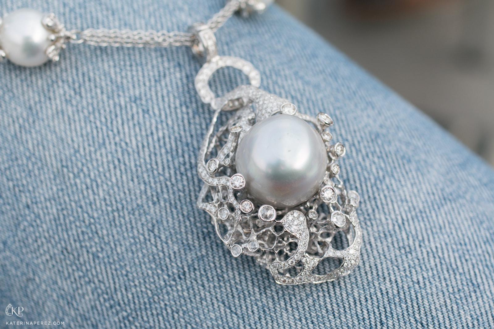  Davide Maule pendant with pearl and diamonds