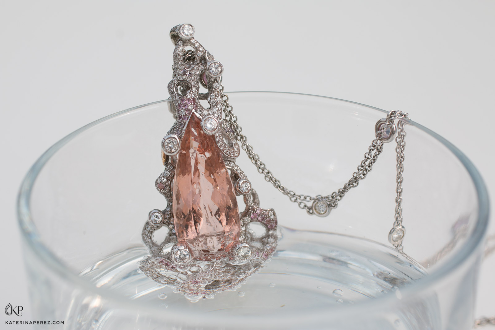 Davide Maule pendant with morganite and diamonds